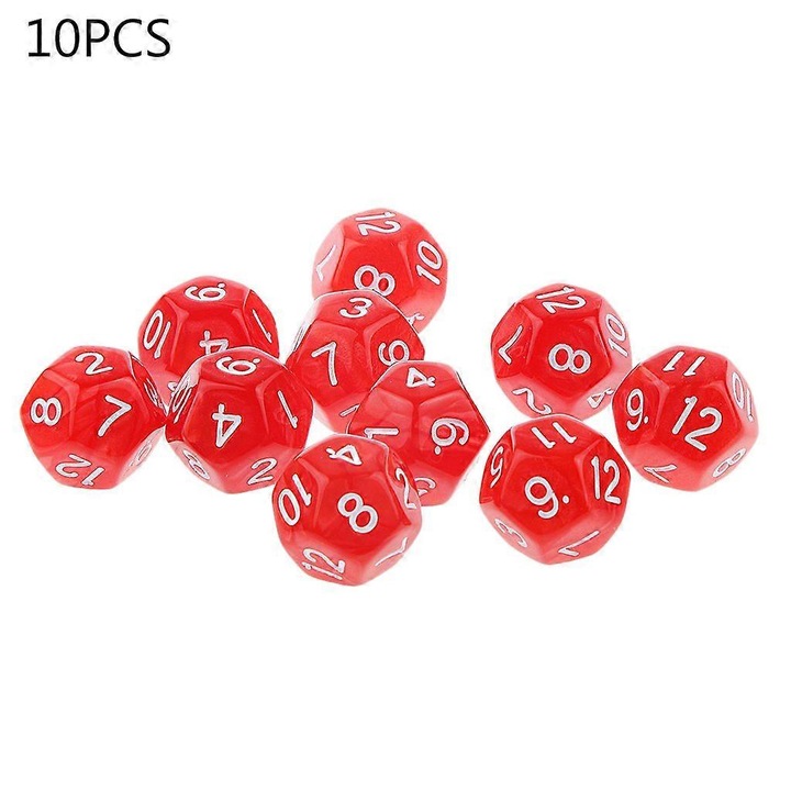 10 darab D12 poliéderkocka készlet, 12 oldalú, többszínű, 18 mm