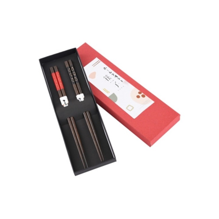 2 pár mosható és tartós fa evőpálcika készlet, otthoni, szállodai és esküvői használatra, hal mintával