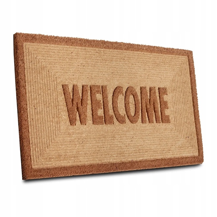 Covoraș Antiderapant Hanse Home 45x75cm bej cu inscripție WELCOME, lavabil