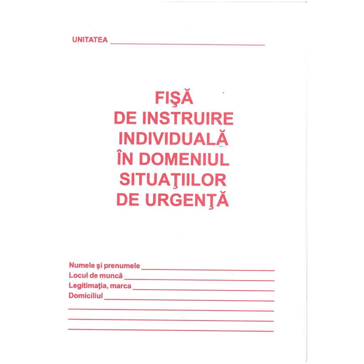 Carnet protecția muncii, AMRAKON PRINT, Fisa SSU, format A5, 16 pagini, copertă carton 140g
