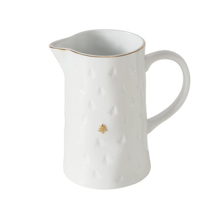 Cana de ceai Boltze PINO, portelan, 1.35 l, cu motiv de brăduți, design elegant