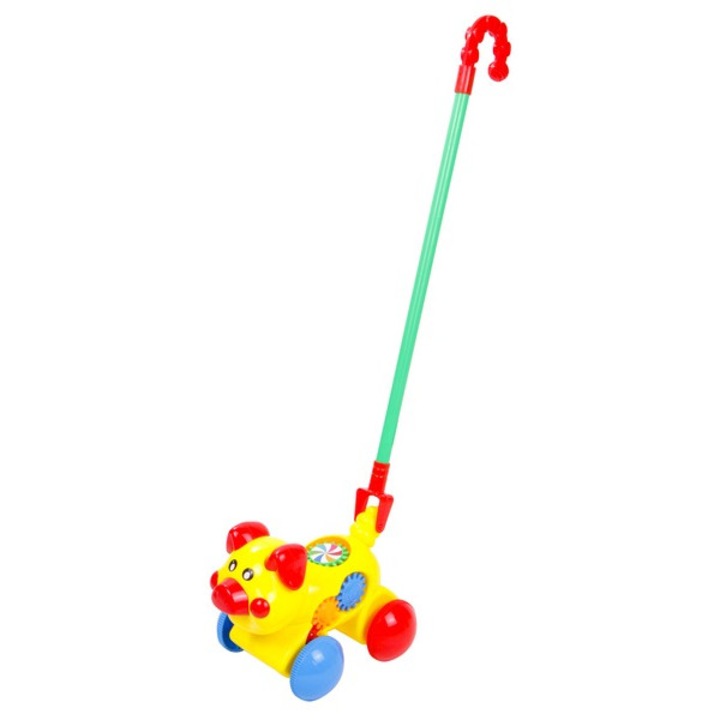 Caruț cu porcușor, lemn, 62x20x15cm, jucărie de sortare, pentru 3 ani, multicolor