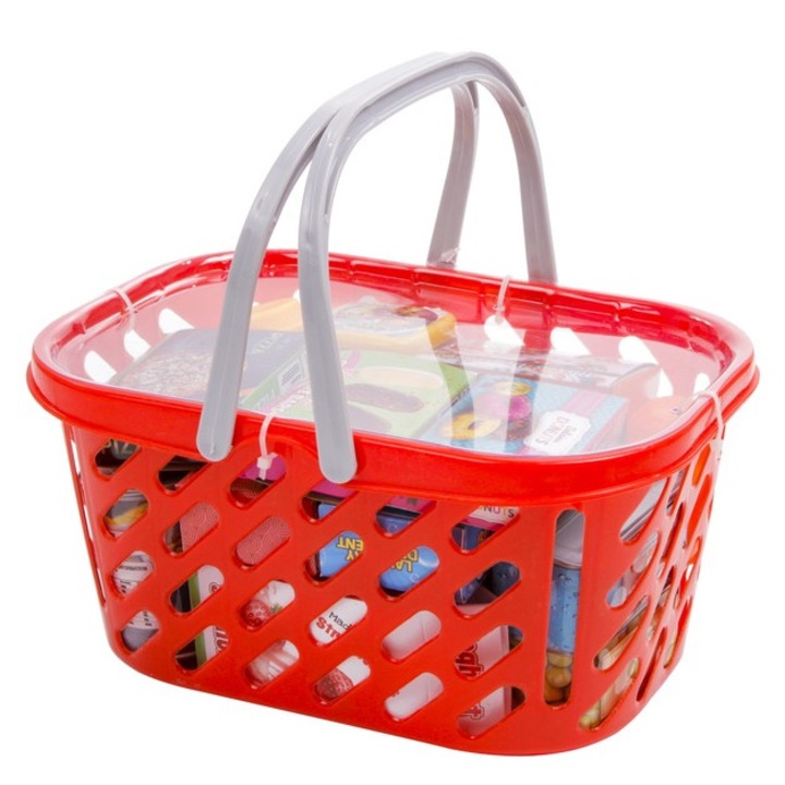 Cos de cumparaturi cu alimente de jucarie