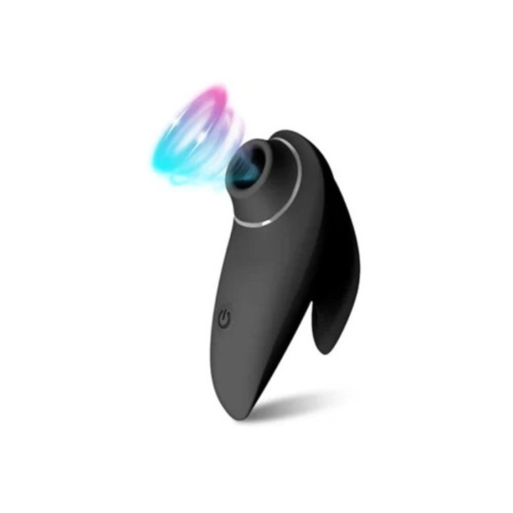 Női vibrátor, szívó funkcióval, fekete