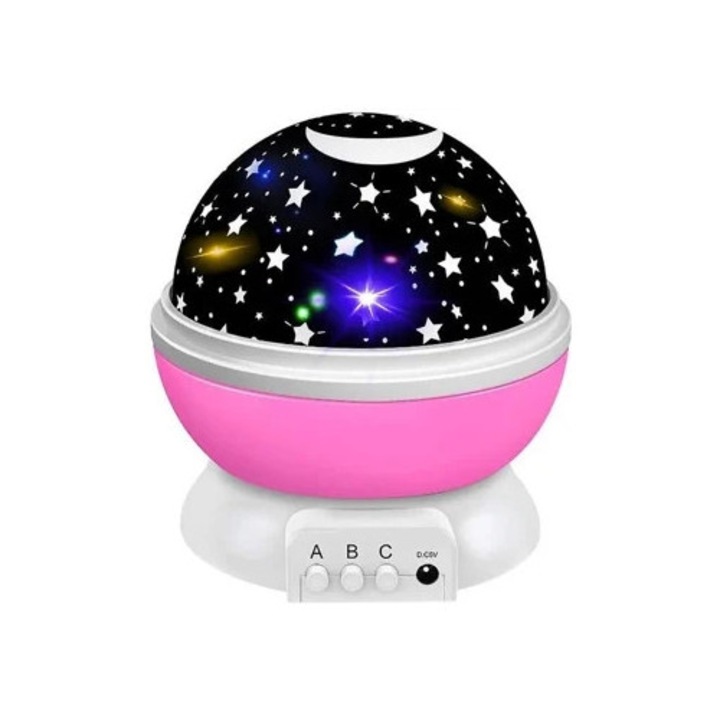 Lampa de veghe copii, proiector de stele, roz