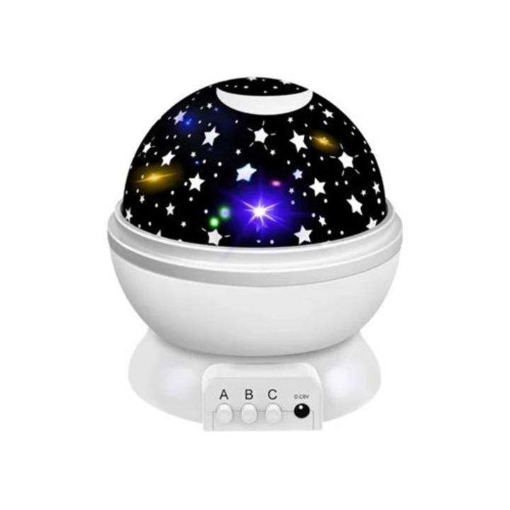 Proiector de stele, lampa de veghe copii, 8 moduri de iluminare, alb