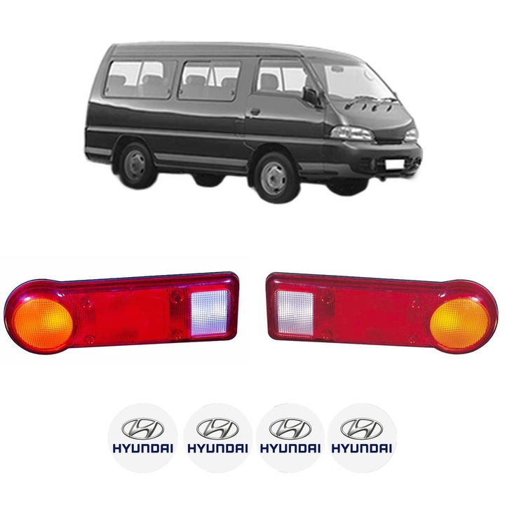 Set Stopuri Spate Stanga Dreapta HYUNDAI H100 Bus (P) din 1993-2000, Auto, DEPO, 4x Stickere auto cu HYUNDAI