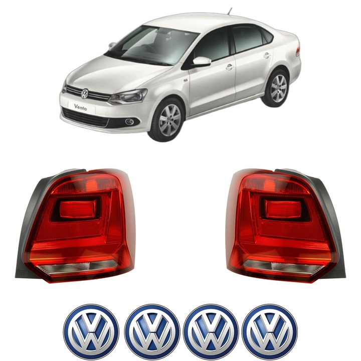 Set Stopuri Spate Stanga Dreapta Volkswagen POLO V Saloon (602, 604, 612, 614) din 2010-2022, Auto, DEPO, 4x Stickere auto cu Volkswagen