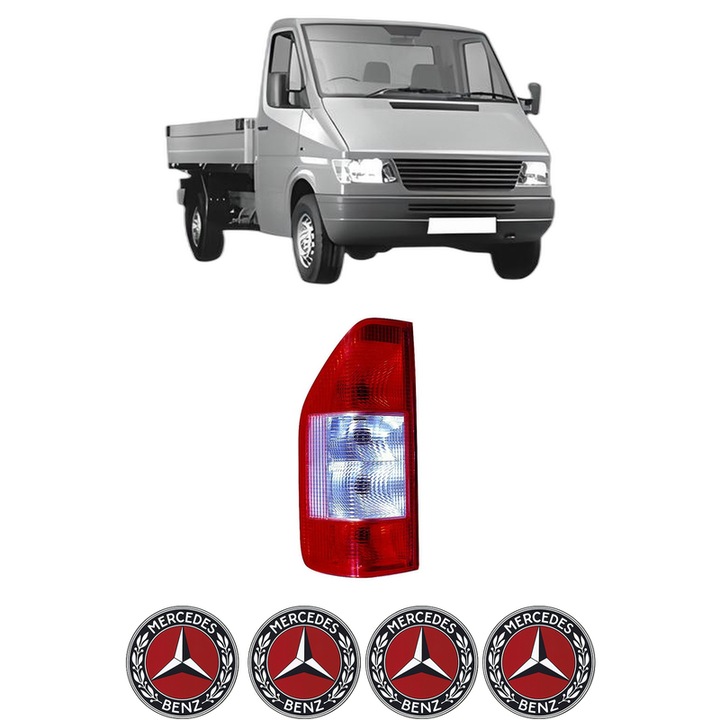 Lampa Stop Spate Stanga MERCEDES-BENZ SPRINTER 2-t Platform/Chassis (B901, B902) din 1995-2006, Auto, DEPO, 4x Stickere auto cu MERCEDES-BENZ