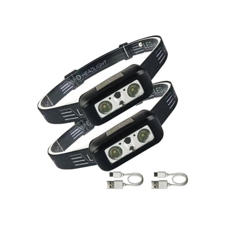 Lanterna cu senzor reincarcabila set 2 bucati 1200 lumeni LED alb super luminos 3 moduri impermeabil