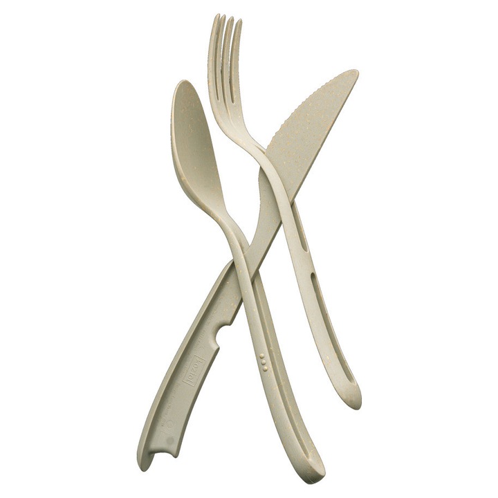 Set de tacamuri ecologice, Koziol Klikk, 4 piese, 22 cm, Reutilizabile, Design modern, Bej