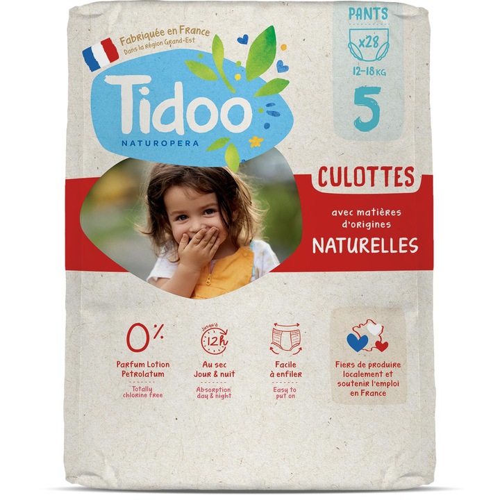 Scutece chilotel C5,12-18kg, ECO hipoalergenice, marimea 5 Tidoo, 28buc