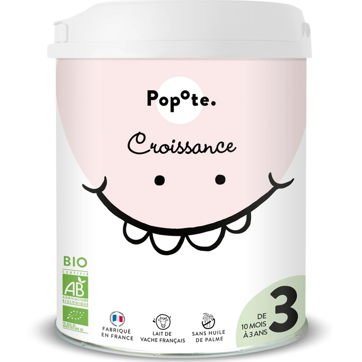 Lapte praf BIO pentru copii Popote, etapa 3, +10 luni, 800g