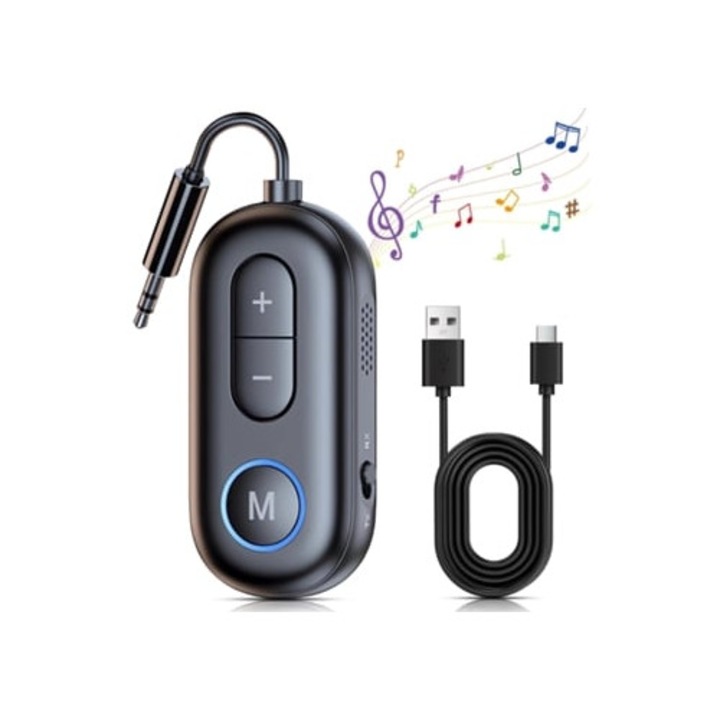 Adaptor Bluetooth 5.4 pentru masina, 2 in 1, microfoane duale, anulare zgomot
