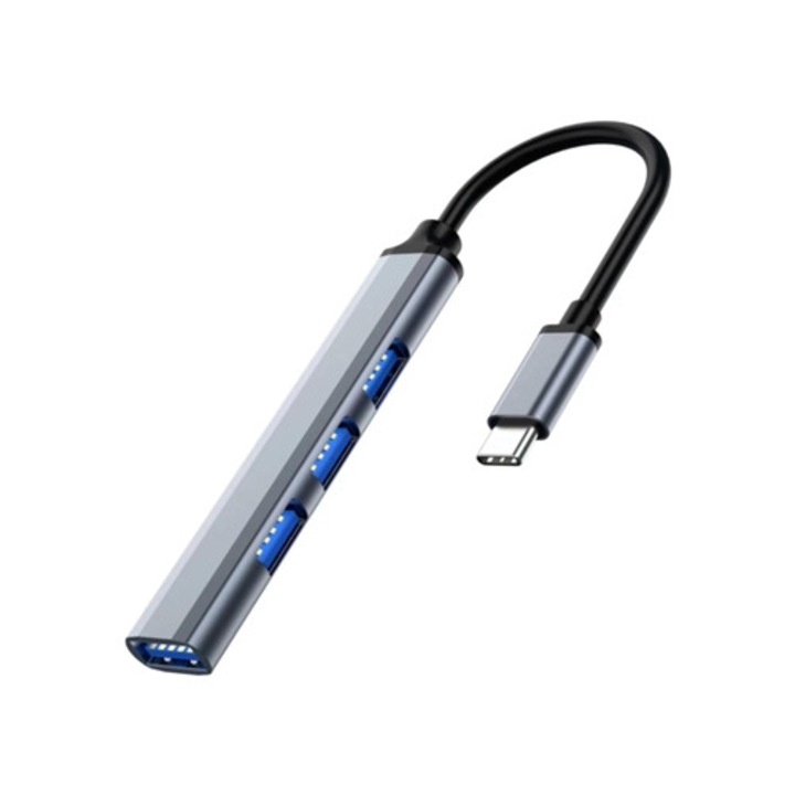 USB C 3.0 хъб с 4 порта, 5Gbps, сребрист