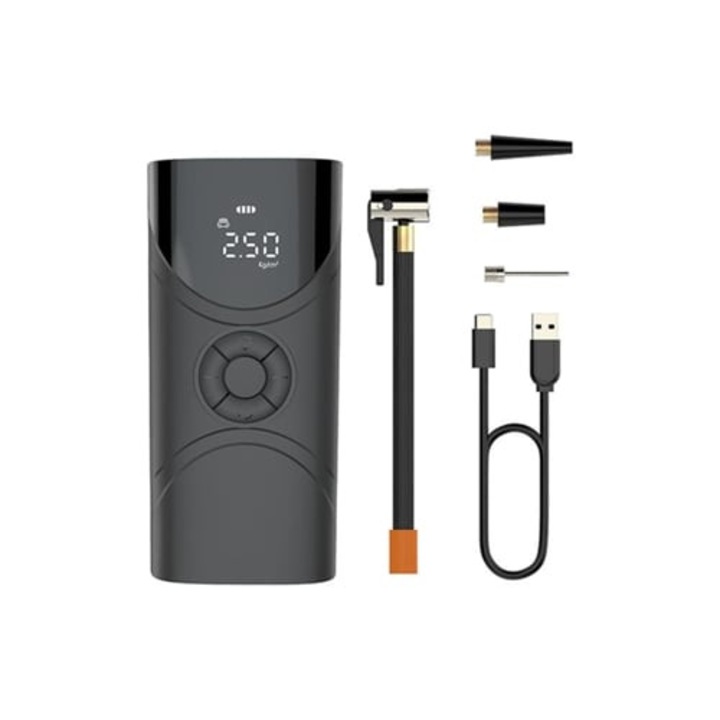 Compresor auto portabil, cu inflator digital LED, 150psl, pentru masini si biciclete