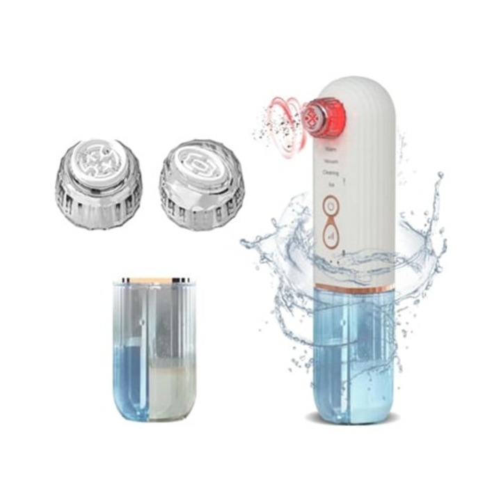 Aparat 5-in-1 pentru indepartarea punctelor negre si extractie prin vid, compresa calda si rece, alb