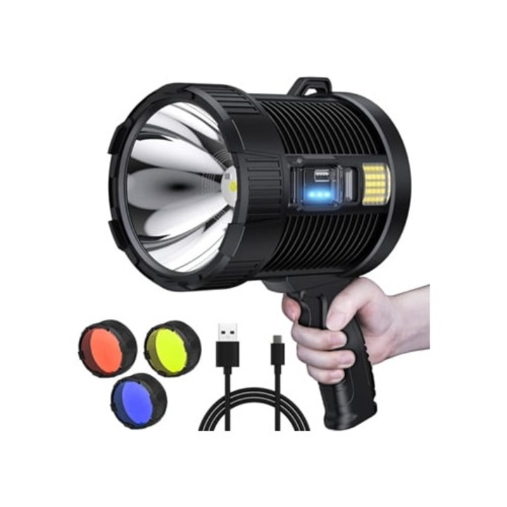 Ikikso hordozható lámpa, újratölthető, ultra fényes, fekete