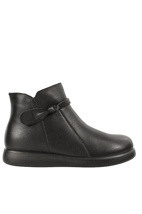 Ghete casual, dama, PASS COLLECTION, J970003A negru, piele naturala, Negru