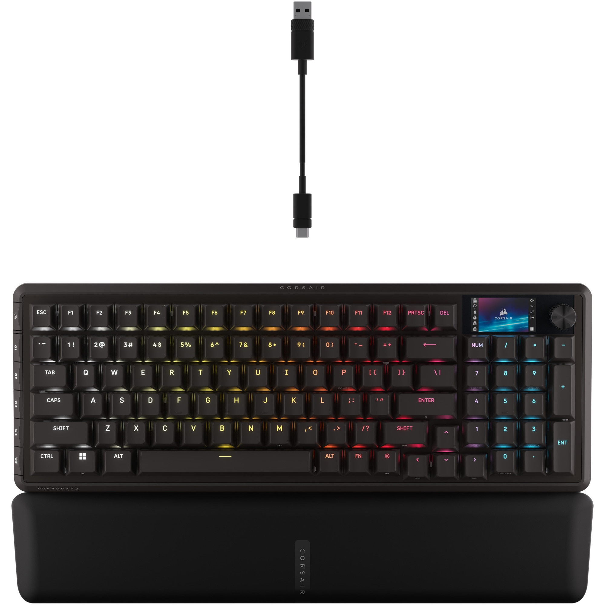 Tastatura gaming mecanica Corsair Vanguard PRO Hall Effect, – 96% layout, LCD screen, Elgato Virtual Stream Deck, 8kHz hyper-polling – MGX Hyperdrive switches