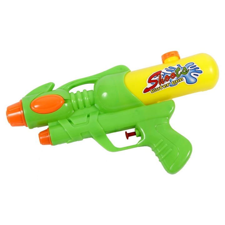 Pistol cu apa cu rezervor - verde-galben, 27 cm
