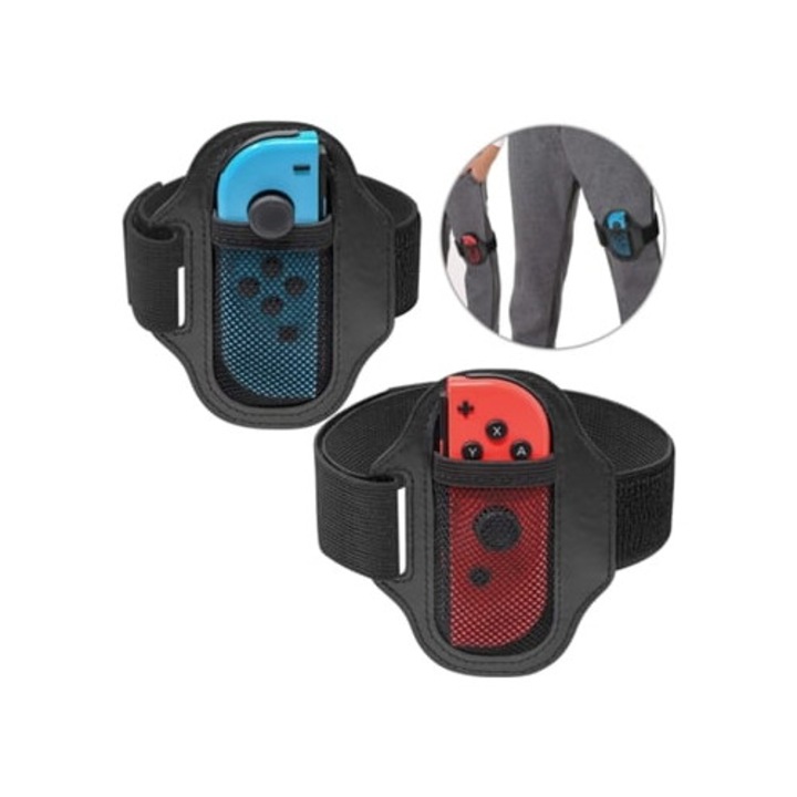 Set 2 suporturi picior, pentru Nintendo Switch, Elastic, Negru