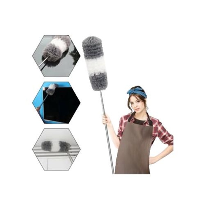 Pamatuf telescopic gri pentru praf, extensibil, 80x250cm