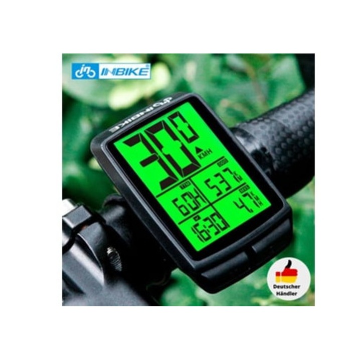 Vezeték nélküli kerékpár kompjúter, LCD, sebességmérő, kilométeróra, fekete