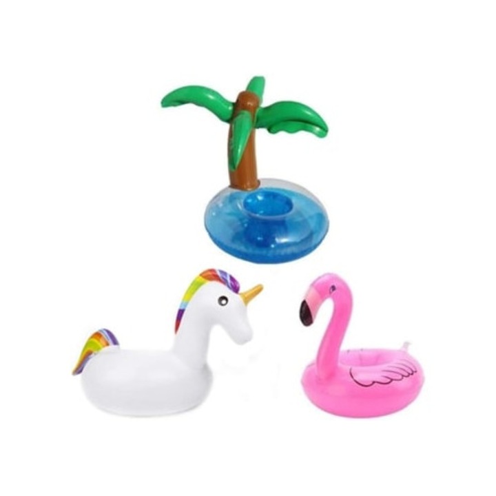 Suporturi plutitoare gonflabile in forma de flamingo, design atractiv, set, accesorii piscina