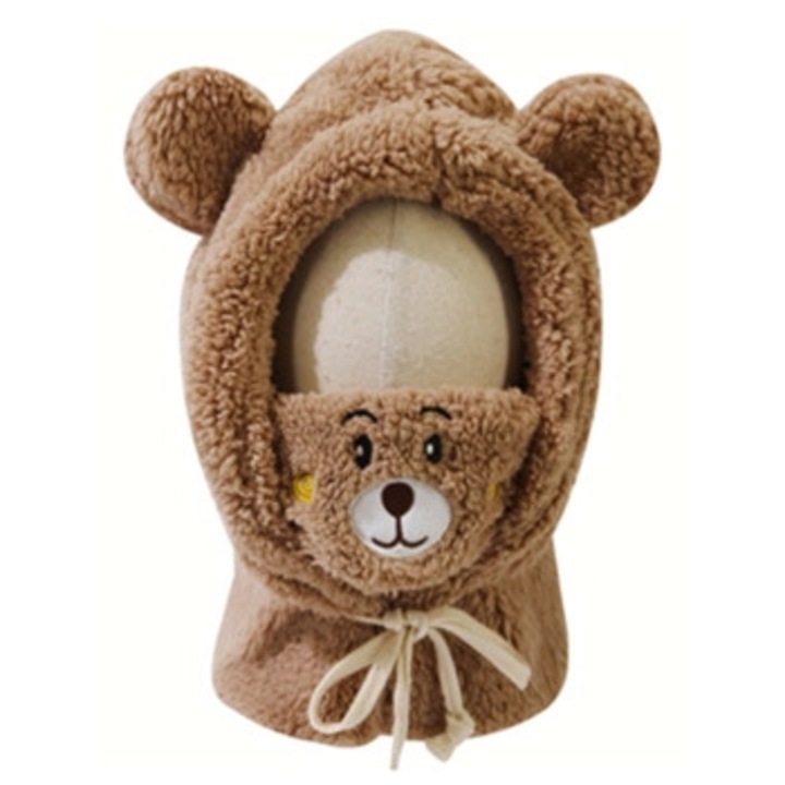 Téli műszőrme sapka és sál, barna