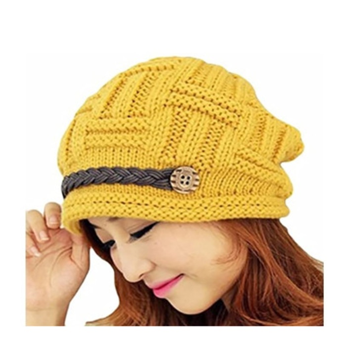 Női kötött gyapjú sapka, téli, többszínű