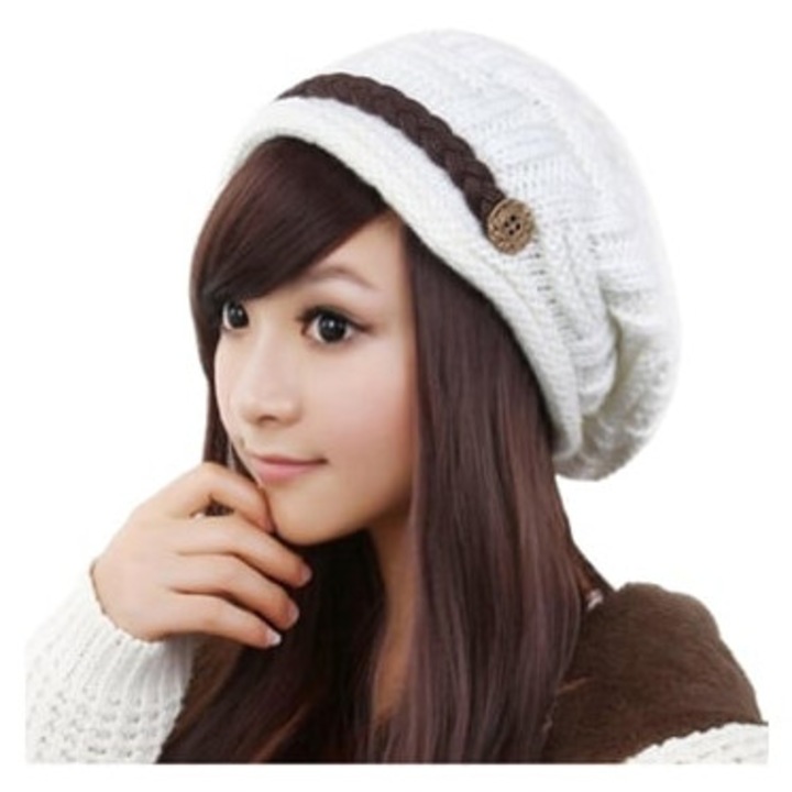 Női kötött gyapjú sapka, téli, többszínű