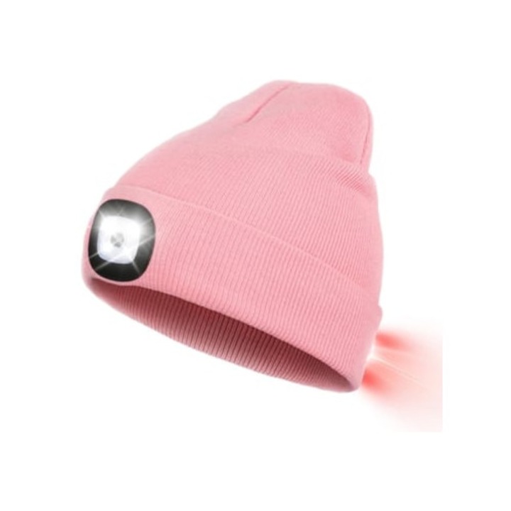Férfi sport sapka újratölthető USB LED-lámpákkal, 3 szint, rózsaszín