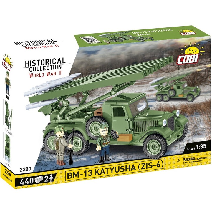 Blocuri educaționale Cobi Klocki BM-13 Katyusha, plastic, coordonare mână-ochi, 6+ ani