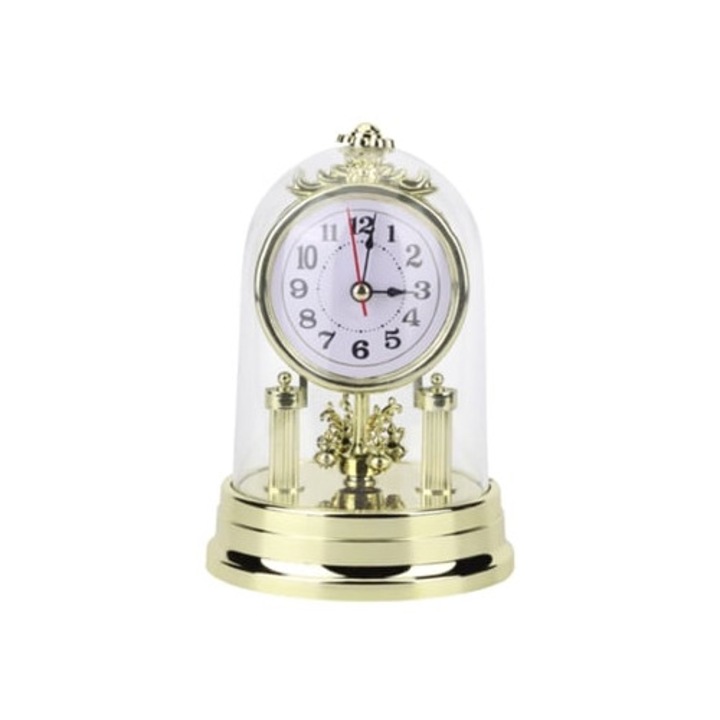 Retro európai asztali díszóra, antik stílusú, arany, csendes