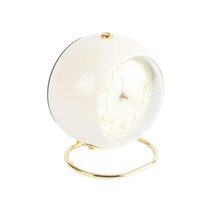 Analóg dekoratív óra, fém, nem ketyegő, bézs, irodába és hálószobába