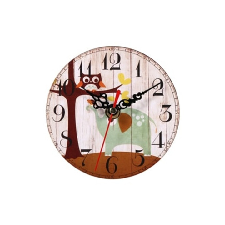 Falióra, kerek, fából, vintage stílusú, otthoni és irodai dekorációhoz
