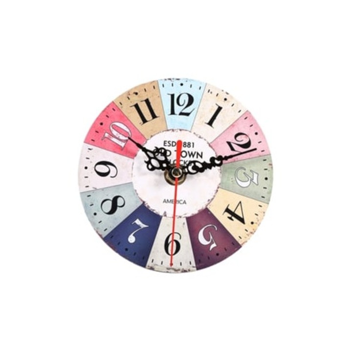 Antik kerek dekoratív óra, európai stílusú, művészi, MDF, 1 darab