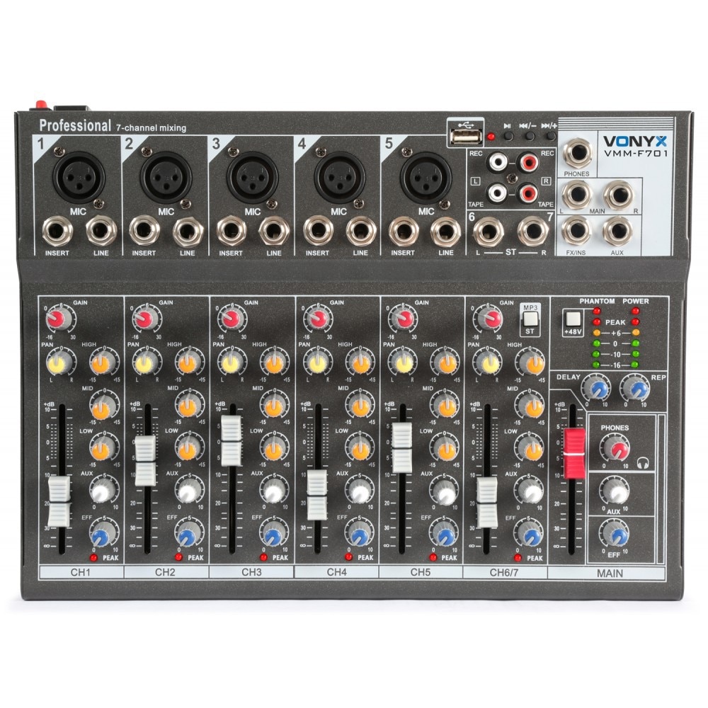 Mixer analog pasiv 7 x canale USB player Vonyx