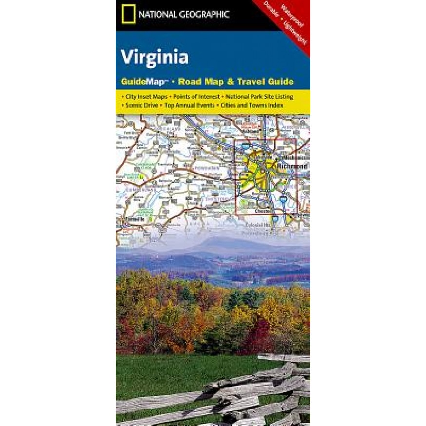 Virginia: Guidemap Road Map & Travel Guide, National Geographic Maps (Author)