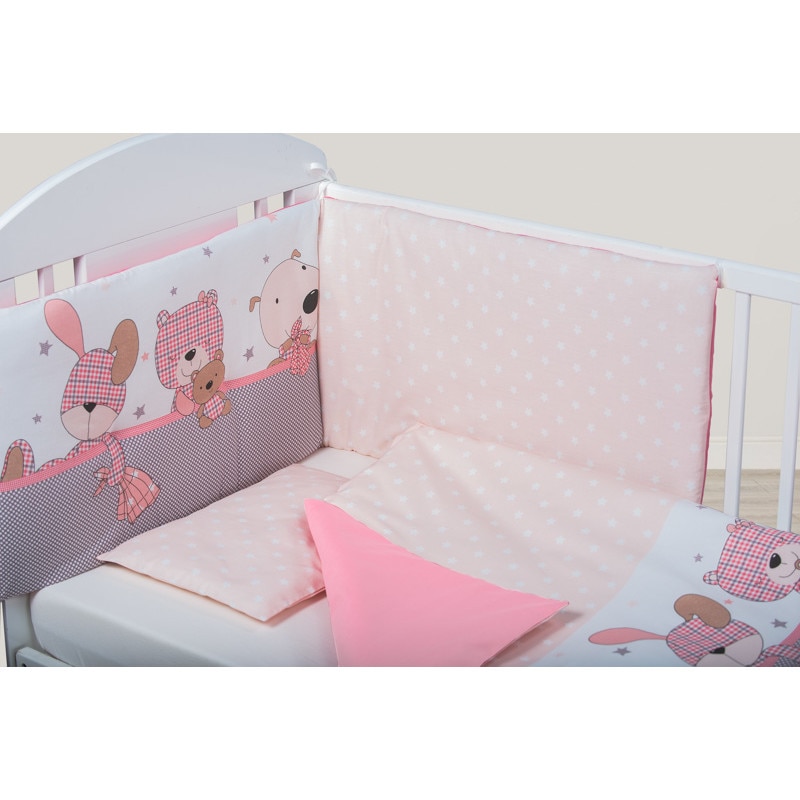 Set patut Bubaba 3 piese, 100% bumbac, model Pink bunny