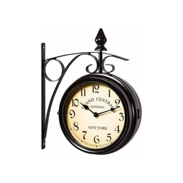 Fekete digitális dekoratív óra, vasútállomás modell