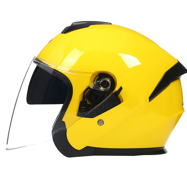 Casca moto/scuter unisex, cu vizor, marime universala 56-62cm, galbena, FIXATO