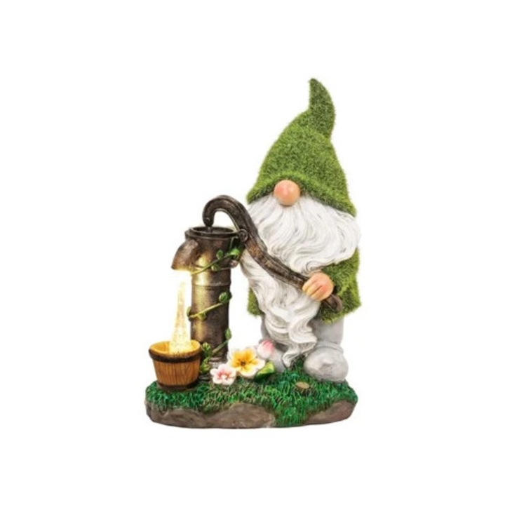 Statui de gnomi de gradina, ornamente din rasina, set, pictate manual