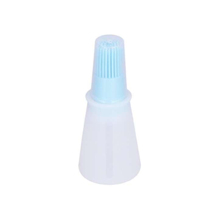 Pensula pentru ulei din silicon, multifunctionala, capac transparent, albastra