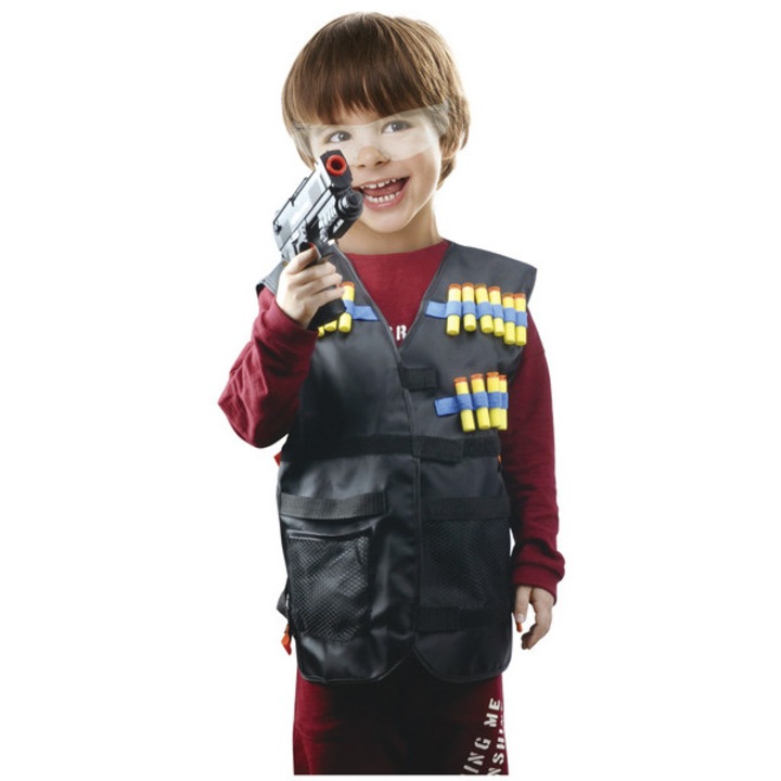 Costum de politist: vesta, ochelari, pistol si gloante