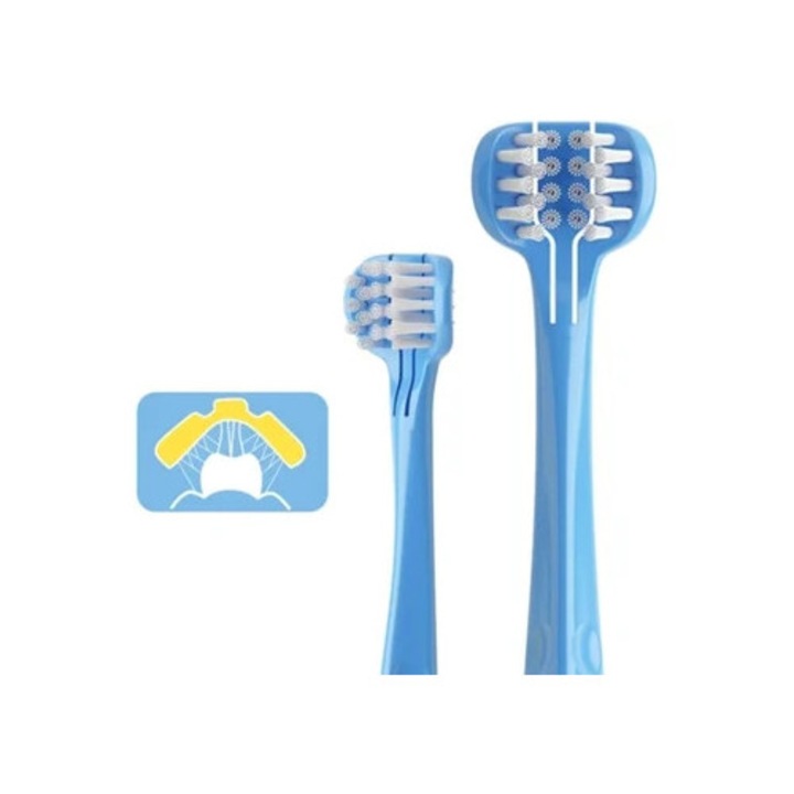 3 oldalas, ultra-puha fogkefe csecsemőknek és gyerekeknek, kék