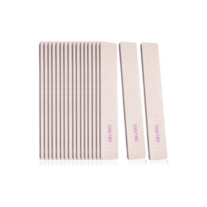 Set 25 Pile cosmetice 100/180 Grit, dublu fata, pentru unghii acrilice