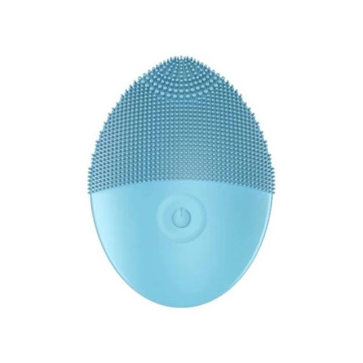 Perie de curatare electrica sonica, masaj facial, culoare albastra, reincarcabila