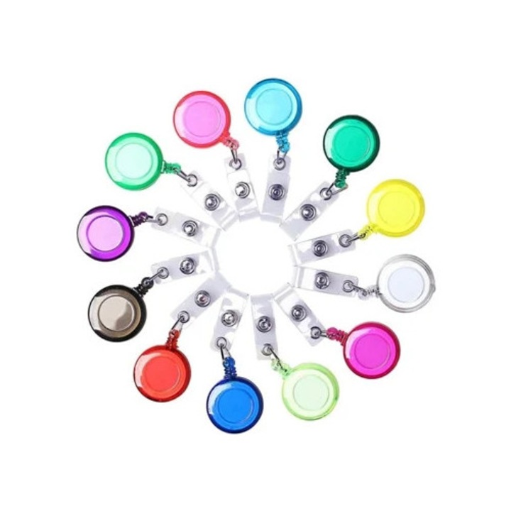 12 darabos szett, többszínű kulcstartók klippel, jelvény-/kulcstartók erős rugókkal és szakadásálló zsinórral